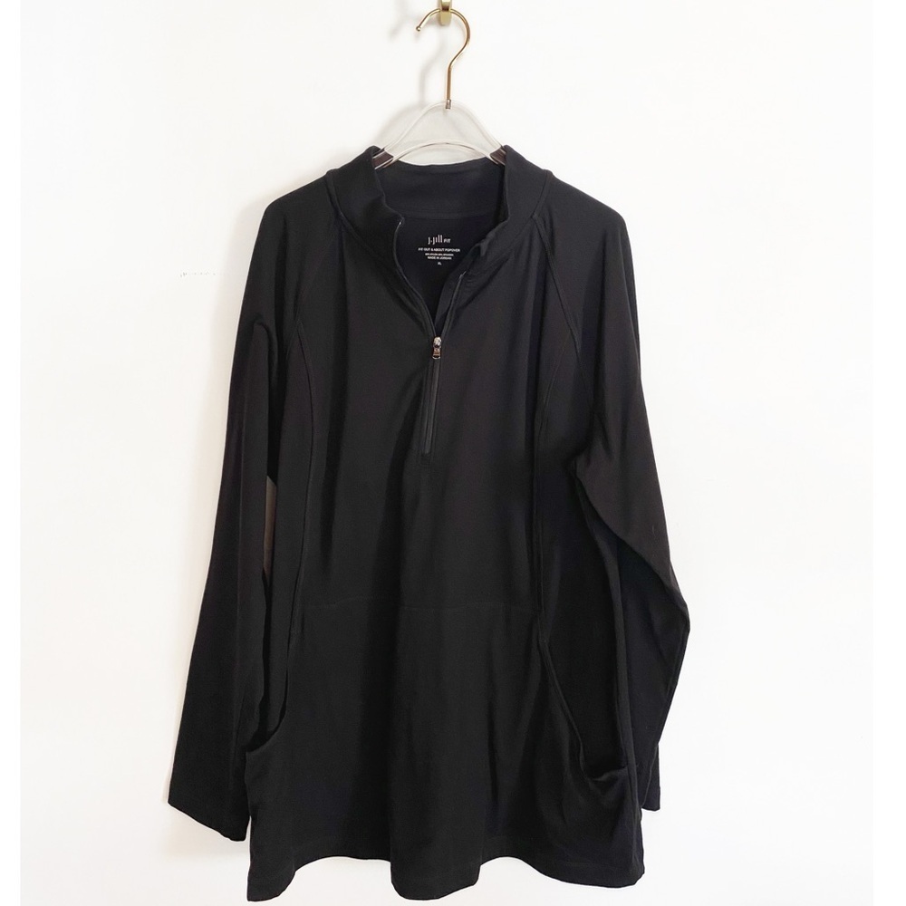 J. JILL Fit Out & About Popover Athletic 1/3 zip Top Black Womens size XL